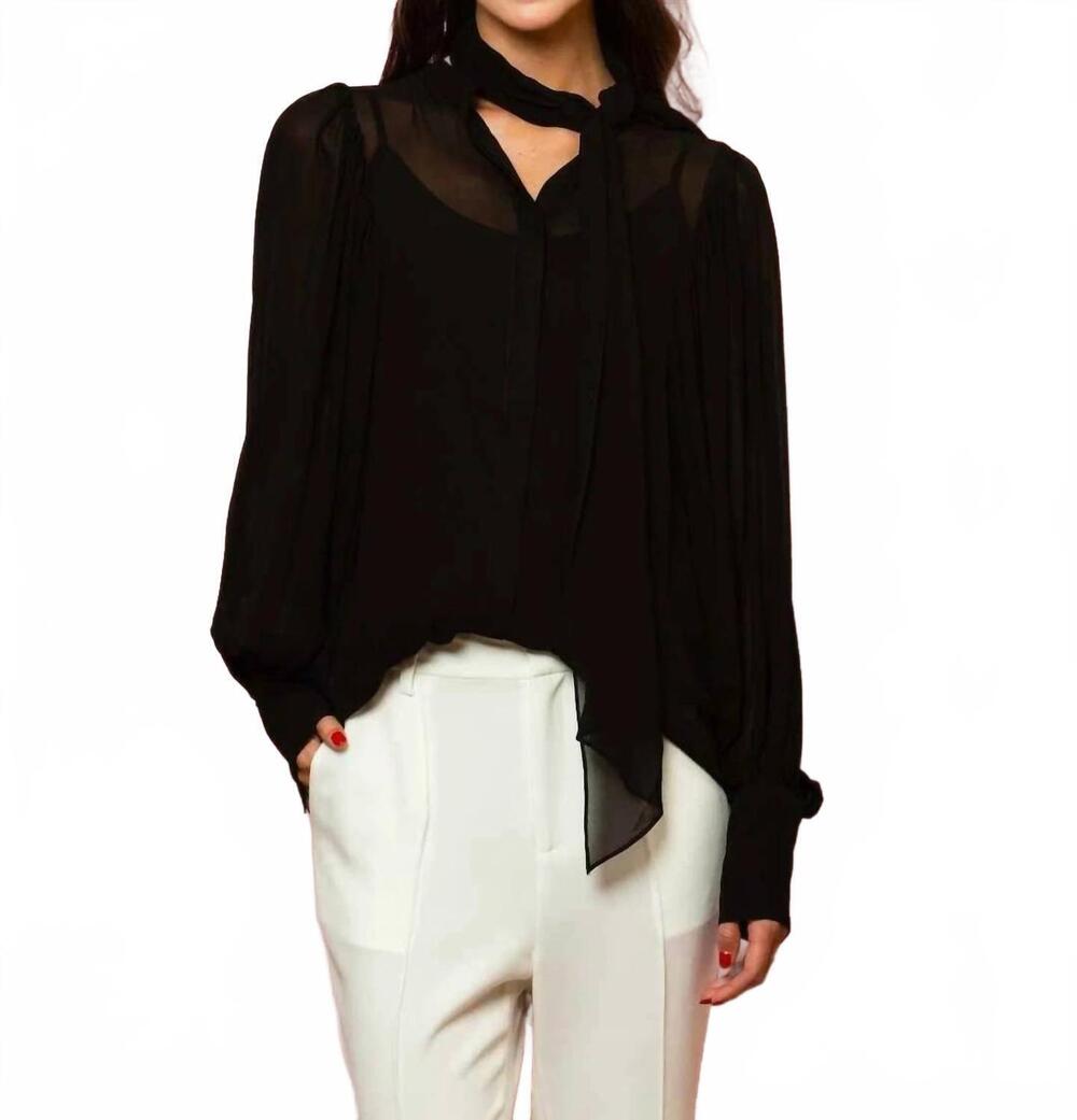 NEW JESSIE LIU chiffon button down blouse in black